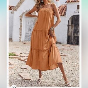 NWT BTFBM orange brown Summer Bohemian, Maxi strap dress size XXL.